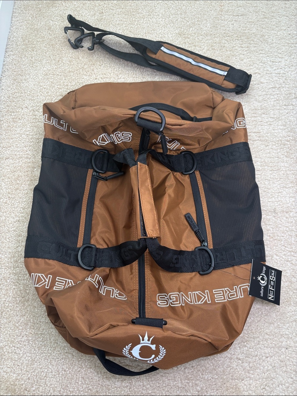NWT Culture Kings Brown & Black Duffel Bag with Removable Strap